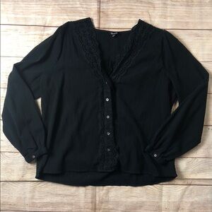 Madewell Black Lace Trim‎ Blouse 💜